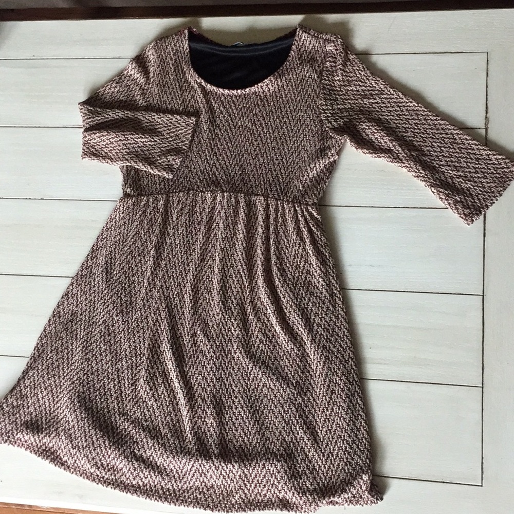 Quality Burgundy & Cream Dress for Fall & Winter